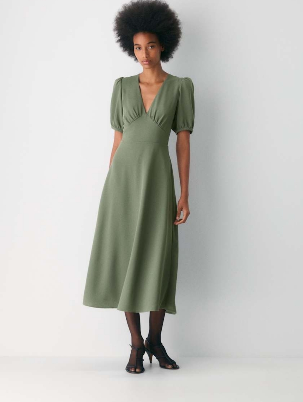 Aritzia Wilfred Calliope Dress Fit and Flare Twill Maxi Dress Green 0 in sagesse